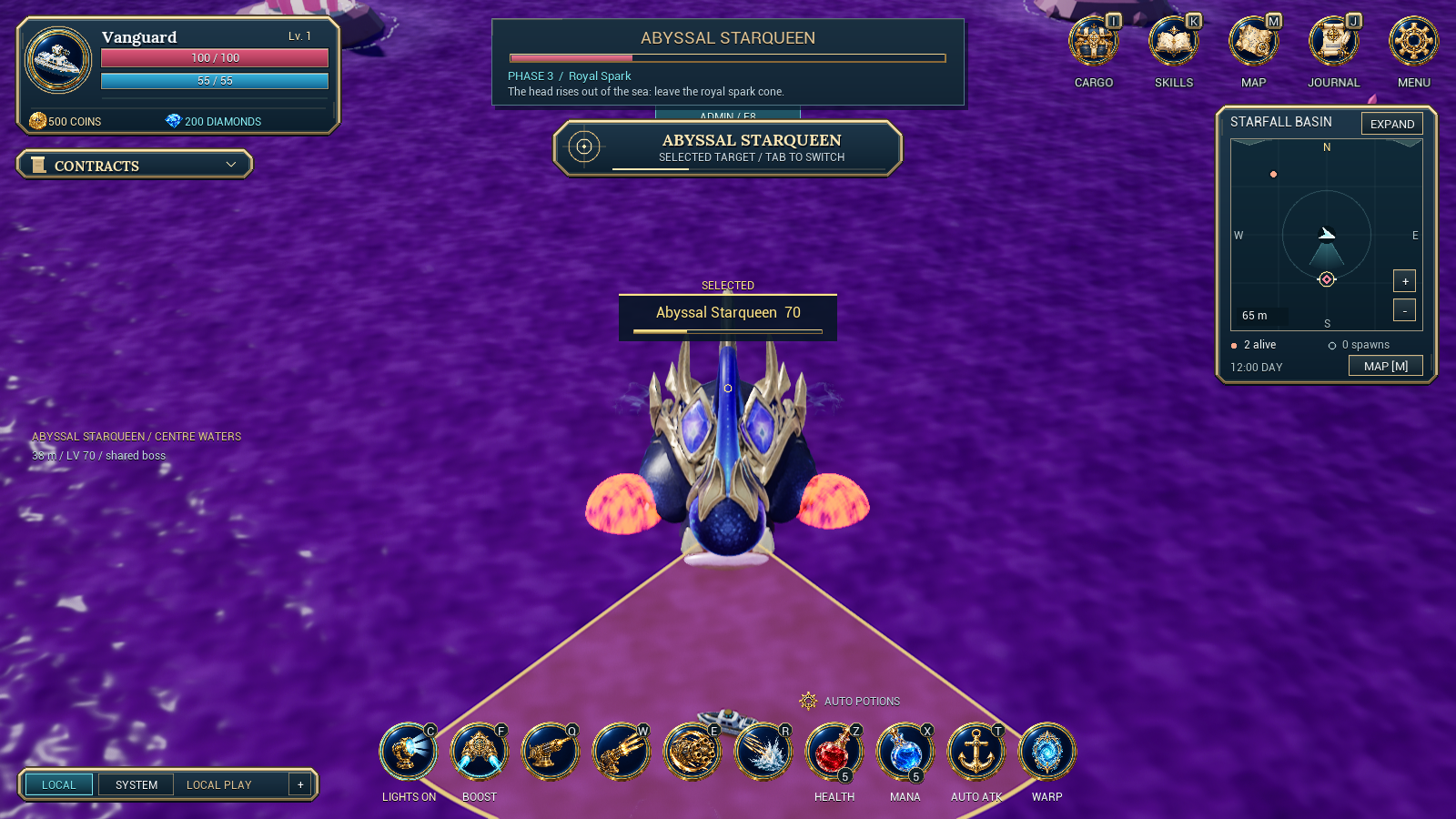 บอส Abyssal Starqueen กลางทะเลสีม่วง