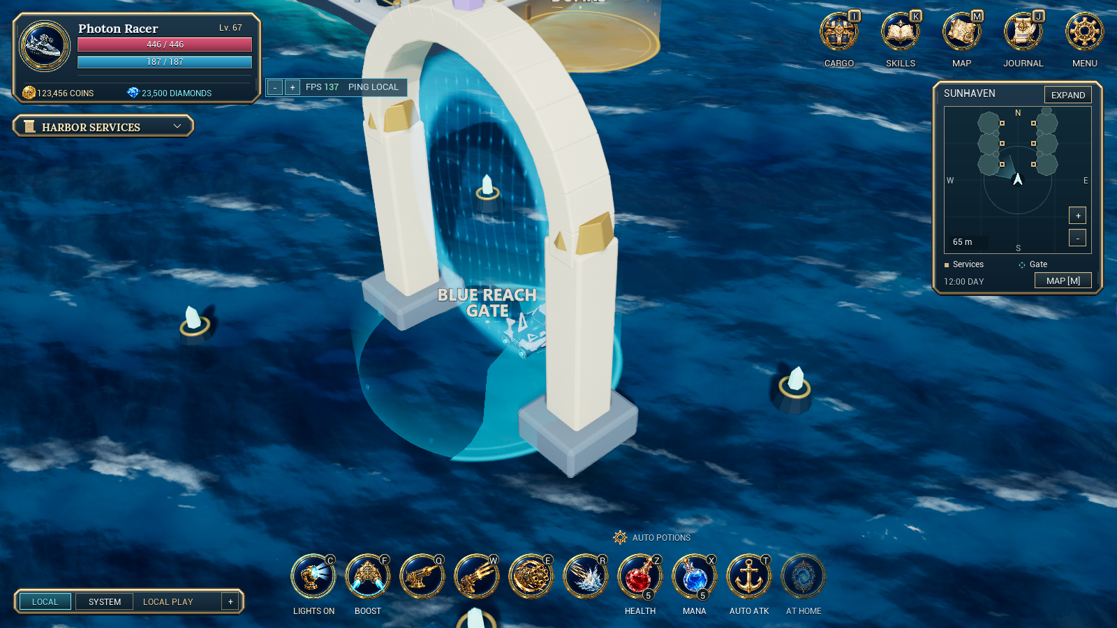 ประตูสู่ Blue Reach จากท่าเรือ Sunhaven